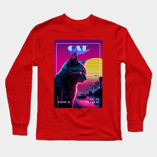 Synthwave Cat Dreams Neon Long Sleeve T-Shirt